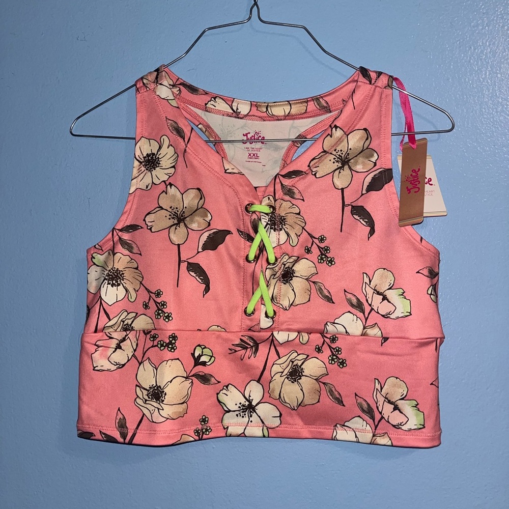 Justice tank top. XXLFloral Print Racer back